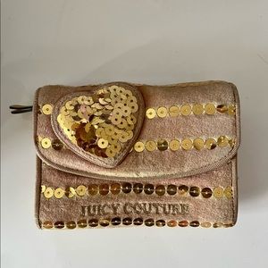 Juicy couture velvet wallet with gold sequin.